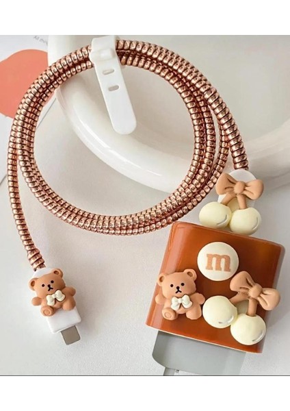 Ayıcıklı I Şarj Başlığı Adaptörü Koruma Kablo Koruyucu 3&apos;lüset 18-20W Usb-C Iphone ile Uyumlu