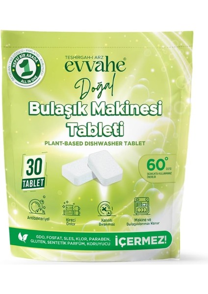 Evvahe Doğal Bitkisel, Bulaşık, Makinesi, Tableti, (30, Tablet)