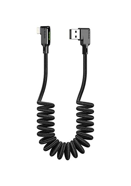 Mcdodo CA-7300 Lightning 90 Derece Spiral Ledli Örgü Kablo 3A 1.8m fiyatları