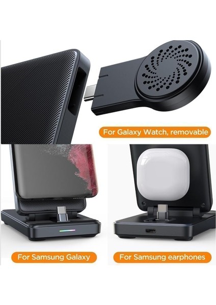4&apos;ü 1 Arada Tip C Çok Fonksiyonlu Kablosuz Şarj Cihazı ve Telefon Tutucu fiyatları