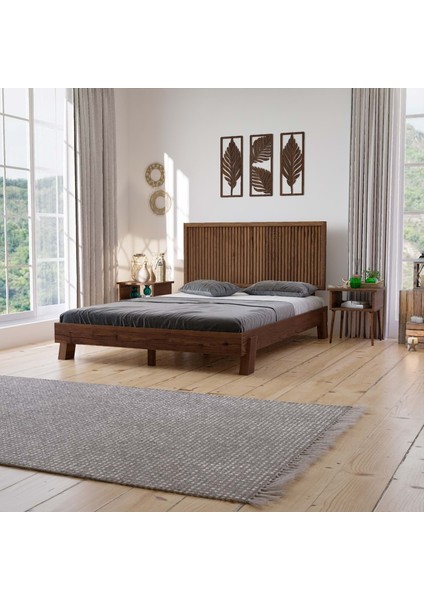 Ebruli Model Ceviz Renk Ahşap Tek Başlık ( Dikey )