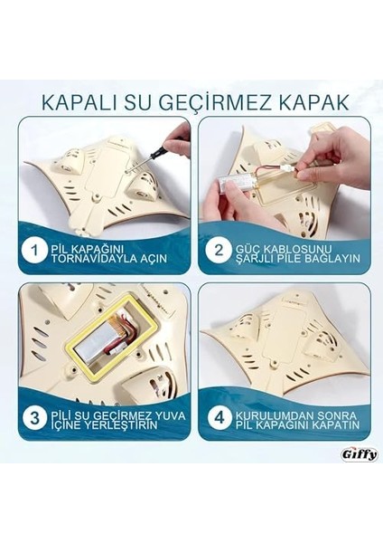 Kumandalı Vatoz Balığı Su Geçirmez Şarjlı Işıklı Kuyruk Full Fonksiyon, Havuz Oyuncakları, 2.4g Yüksek Simülasyonlu Vatoz Sualtı Hayvan Su modelleri