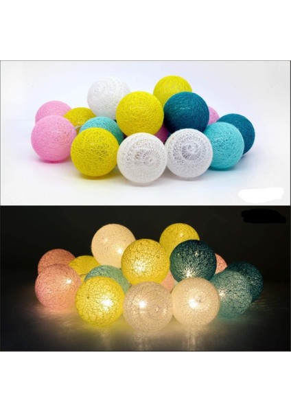 2 M 10 Lu Işıklı Renkli Top Dekoratif Süs Pilli