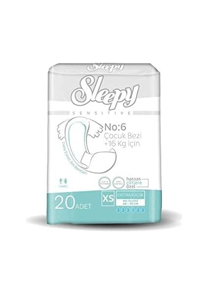 Sleepy Xs Ekstra Küçük Bel Bantlı Yetişkin Bezi (1 x 20 Adet)