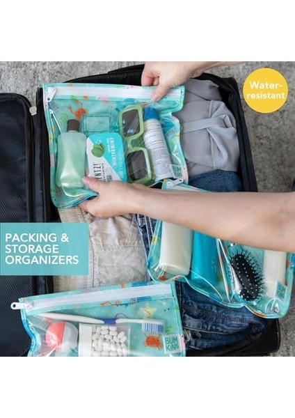 Bumkins Seyahat Çantası, Tuvalet Malzemesi, Bebek, Tsa Onaylı Çanta, Fermuarlı Çanta, Quart Boyut Uyumlu, Şeffaf Taraflı, Bebek Bezi Çantası Organizasyonu, Makyaj, Aksesuarlar, 3&apos;lü Set modelleri