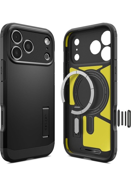 17 Pro Max ile Uyumlu Ekstra Dayanıklı Magsafe Kılıf Tough Armor Ai T Kamera Butonu Hava Kanalı Teknolojisi Askeri Sınıf Koruma Magfit Kickstand Çift Katman Kapak - ACS09897