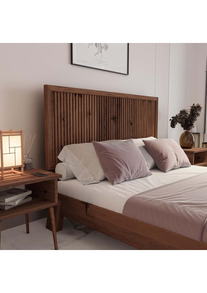 Alaz Model Ceviz Renk Ahşap Tek Başlık ( Dikey )