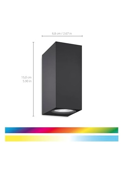 Yukarı ve Tavan Lambası Ayarlanabilir Beyaz ve Renkli, Kısılabilir, 16 Milyon Renk, Wi-Fi Üzerinden Uygulama/ses ile Akıllı Kontrol, Siyah modelleri