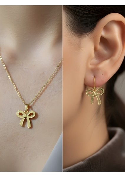 Fiyonk Zarif Detay Kadın Kolye Küpe Set