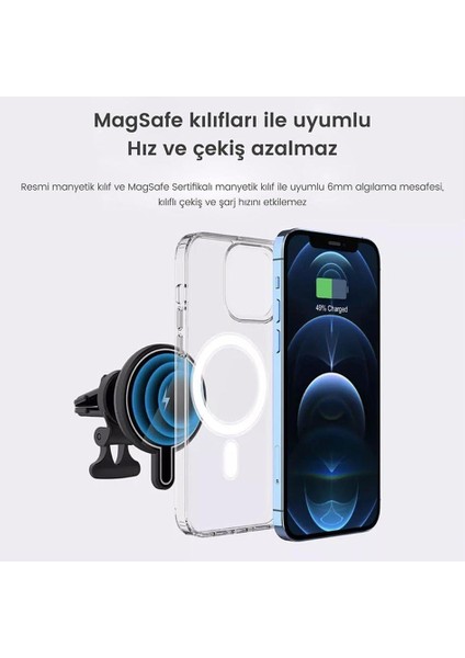 13 14 15 Uyumlu 15W Kablosuz Araç Içi Cep Telefonu Şarj ve Tutucu - 2in1 Uyumlu Şarj - Havalandırma ve Izgarasına Montaj D9 fiyatları