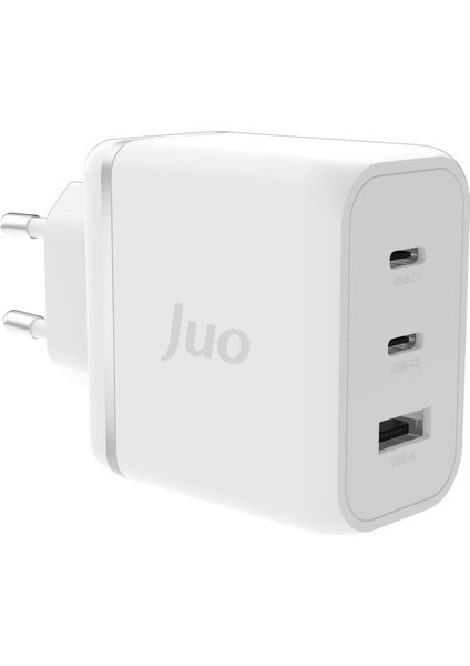 Juo 65W Usb-C + Usb-A 3 Portlu Gan Şarj Aleti & & Notebook Type-C Hızlı Şarj Cihazı