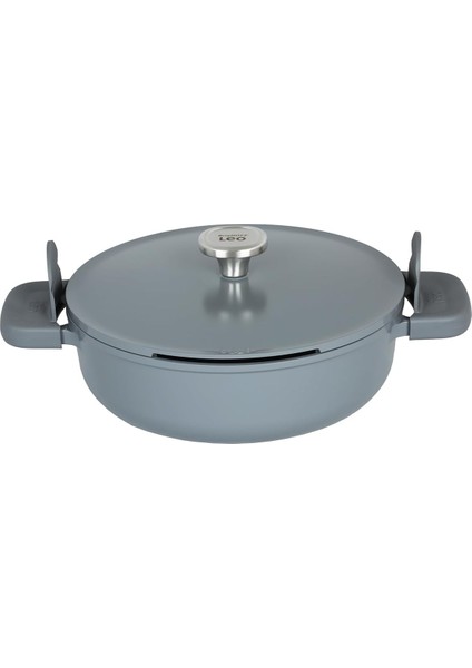 Leo Phantom Kapaklı Yapışmaz Sote Tavası 28 cm Grey