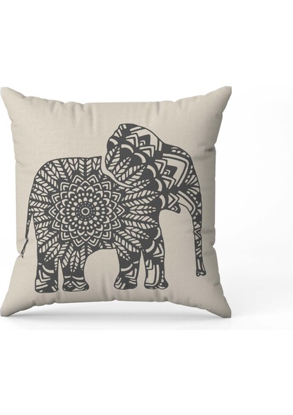 Hint Fil Desenli Dijital Baskı Çift Taraf Desenli 2'li Kare Yastık Kırlent Kılıfı modelleri