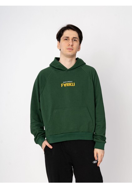 Unisex Oversize Kapüşonlu Yeşil Baskılı Farklı Sweatshirt fiyatları