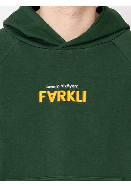 Unisex Oversize Kapüşonlu Yeşil Baskılı Farklı Sweatshirt modelleri
