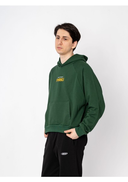 Unisex Oversize Kapüşonlu Yeşil Baskılı Farklı Sweatshirt fırsatları