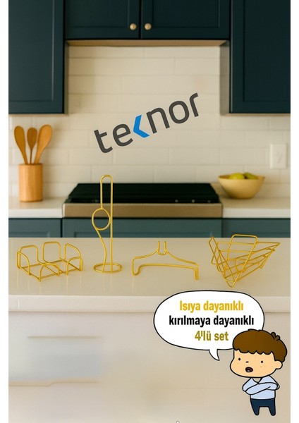 4'lü Servis Sunum Seti, Kağıt Havluluk, Kare Peçetelik, Üçgen Meyve Sepeti, Üçgen Nihale