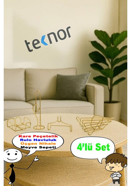 4'lü Servis Sunum Seti, Kağıt Havluluk, Kare Peçetelik, Üçgen Meyve Sepeti, Üçgen Nihale fiyatları