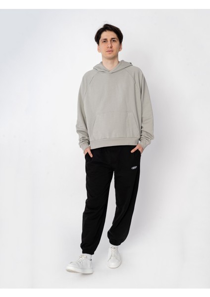 Unisex Oversize Kapüşonlu Baskılı Gülümseyin Sweatshirt