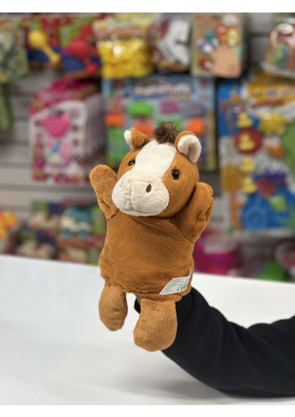 Peluş 25 cm El Kuklası Kahverengi At Kukla