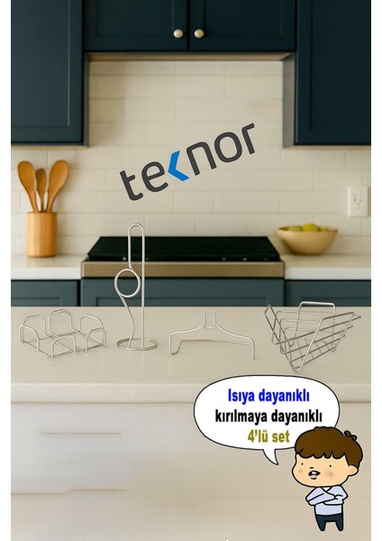 4'lü Servis Sunum Seti, Kağıt Havluluk, Kare Peçetelik, Üçgen Meyve Sepeti, Üçgen Nihale