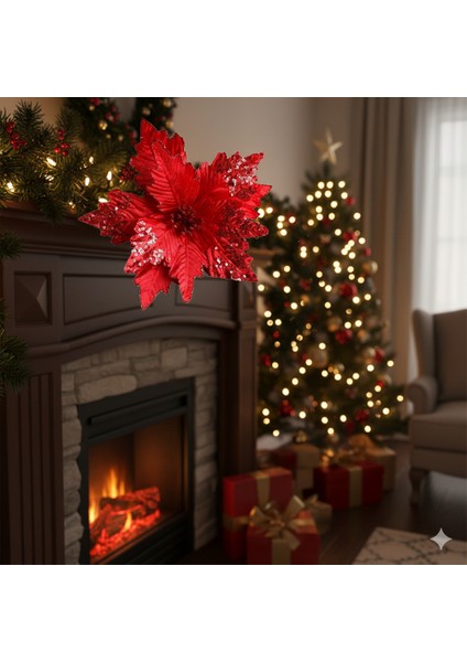 28 cm Kırmızı Pullu Tomurcuklu Uzun Saplı Ponsetya – Lüks Yılbaşı Çiçeği fiyatları