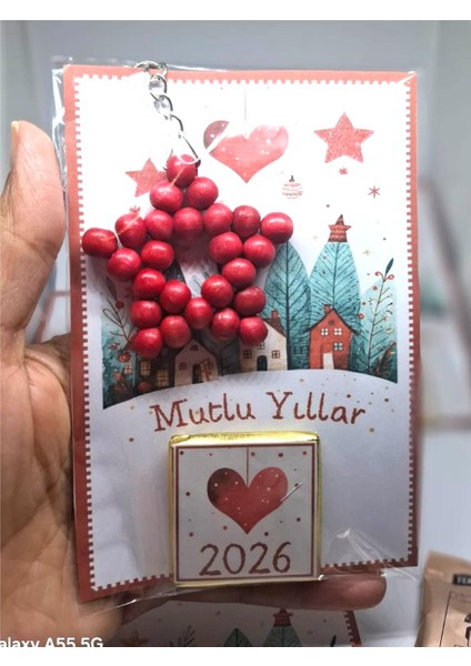 Yılbaşı Hediyesi Kart Anahtarlık Kahve ve Çikolata fiyatları
