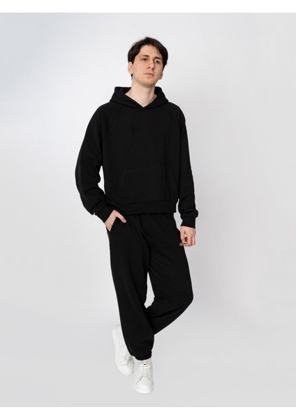 Unisex Oversize Kapüşonlu Baskılı Gülümseyin Sweatshirt