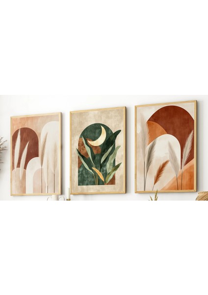 3 Parça Çerçeveli Dekoratif Boho Ahşap Tablo Seti, Ev Dekoru Bestablo modelleri