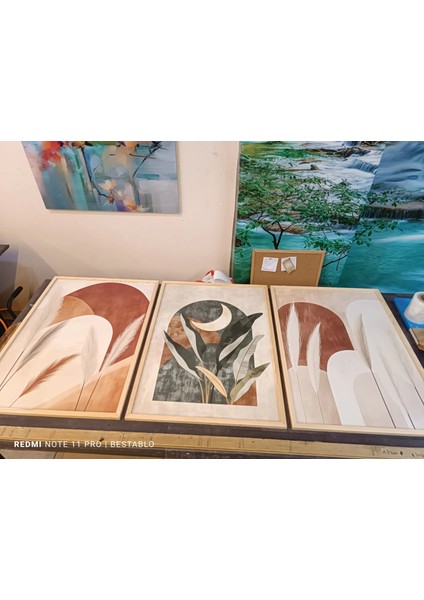 3 Parça Çerçeveli Dekoratif Boho Ahşap Tablo Seti, Ev Dekoru Bestablo fırsatları