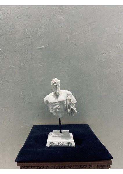 Dekoratif Herkül Büst Heykeli 37×18 cm | Antik Yunan Mitolojisi Figürü | Güç ve Zafer Sembolü | Boyanabilir Polyester Heykel