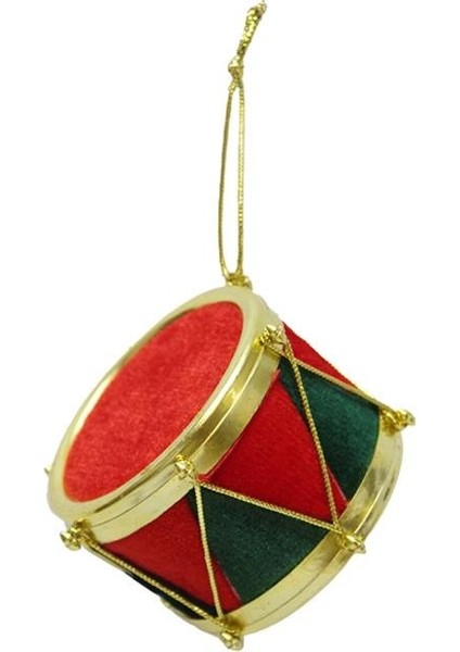 Yılbaşı Ağaç Süsü Kadife Mini Davul Figürlü Dekoratif Asılabilir Süs Kırmızı Yeşil 7 cm fiyatları