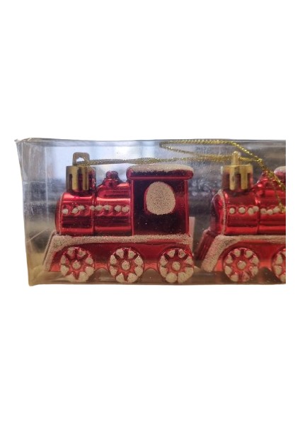 5.5×4.5 cm 4'lü Kırmızı Simli Yılbaşı Tren Seti – Dekoratif Masa ve Ağaç Süsü modelleri
