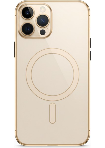 Iphone 14 Pro Max Uyumlu Magsafe Kılıf Gold Şeffaf Renk Darbe Emici Sararmaz Silikon Kapak modelleri