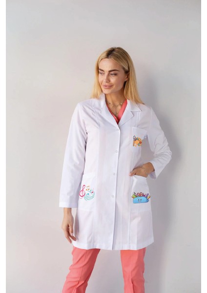 Okul Öncesi Kreş Öğretmeni Önlüğü Alpaka Beyaz Önlük modelleri