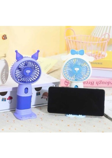 Sevimli Karakterler Mini El Fanı(Mor)