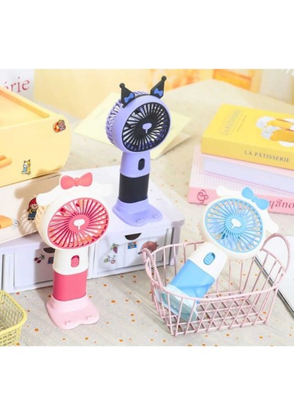 Sevimli Karakterler Mini El Fanı(Mor)