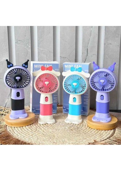 Sevimli Karakterler Mini El Fanı(Mor)