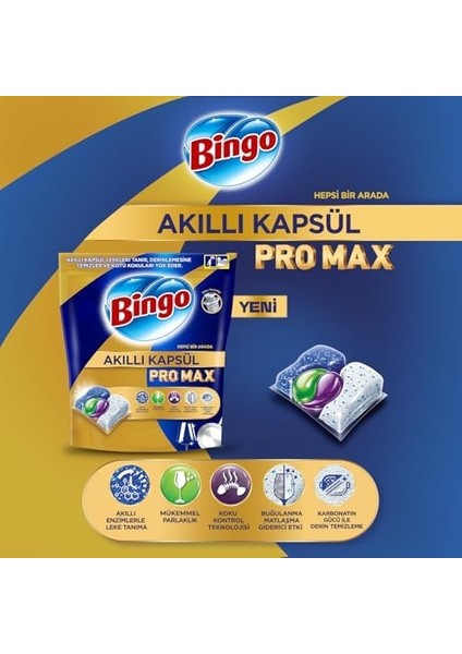 Bingo Akıllı Kapsül Pro Max Bulaşık Makinesi Deterjanı Tableti 40&apos;lı