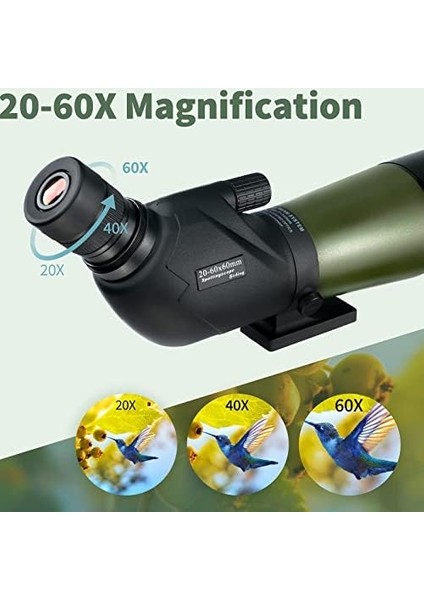 20-60X60MM Su Geçirmez Darbeye Dayanıklı Spotting Kapsam ve Digiscoping Adaptörü Bak4 Prizmalar Hedef Çekim Avcılık Kuş Gözlemciliği Yaban Hayatı Manzara modelleri