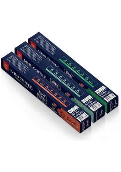 Nish Kahve Nespresso Uyumlu Kapsül Kahve 3&apos;lü Set Smooth, Decaf, Organik 30 Adet