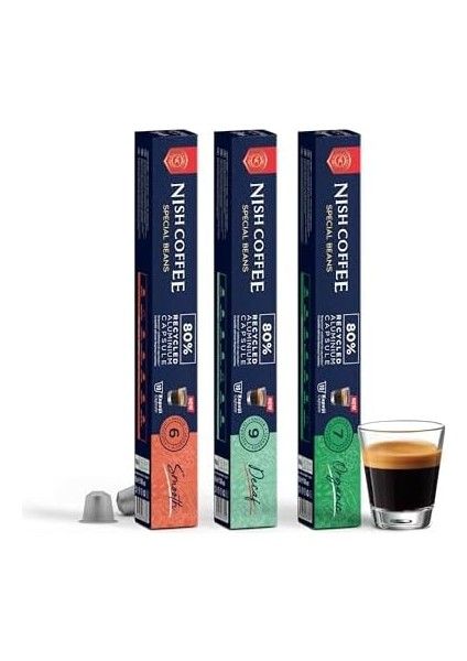 Nish Kahve Nespresso Uyumlu Kapsül Kahve 3&apos;lü Set Smooth, Decaf, Organik 30 Adet fiyatları