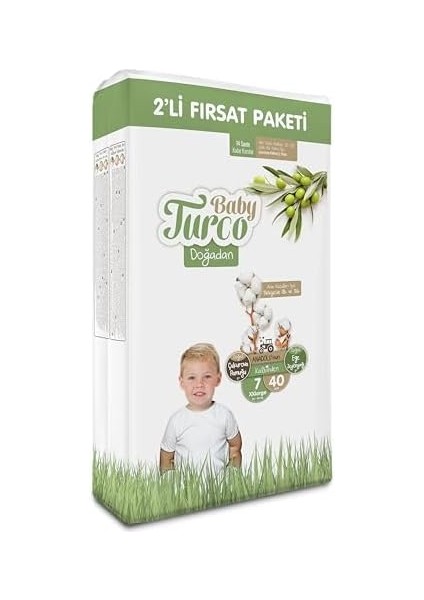 Baby Turco Doğadan 2&apos;li Fırsat Paketi Bebek Bezi 7 Numara Xxlarge 40 Adet