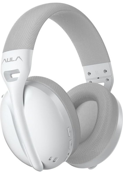 Aula S6 3 Modlu Kablosuz 3.5mm Kablolu ve Bluetooth 5.3 Mikrofonlu Gaming Oyuncu Kulaklığı Beyaz Ultra Hafif Hafızalı Sünger 40MM Sürücülü Gürültü Önleyici