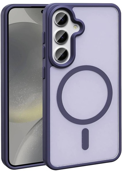 Galaxy S24 Fe Kılıf M-Safe Şarj Özellikli Mat Arka Yüzey Sio Kapak Mor