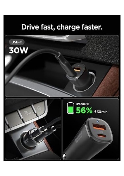 48W Usb-C 2 Port Araç Içi Hızlı Şarj Aleti Pps Desteği Akım Korumalı Güç Adaptörü Çakmaklık,, iPad Type-C Pd 3.0 30W + Qc 3.0 18W - ACP08447 fiyatları