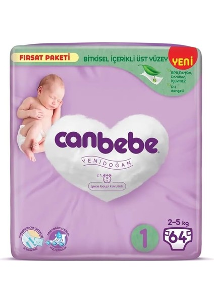 Canbebe Fırsat Paketi Yeni Doğan Bebek Bezi, 64&apos;lü modelleri