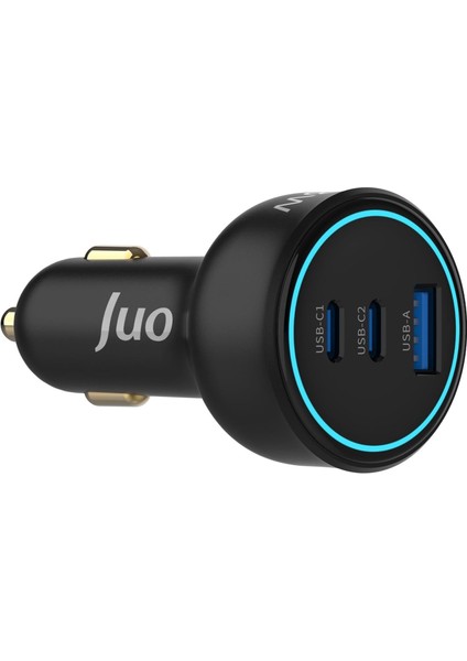 Juo 138W 3 Portlu Type-C + Usb-A Araç Şarj Aleti Pd 3.0 & Qc 4.0 Hızlı Araç Içi Şarj Cihazı