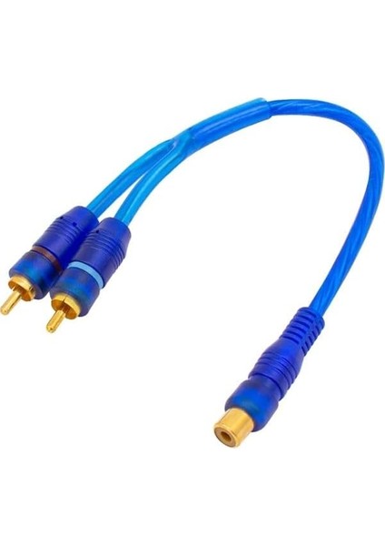 Monte Lua Anfi Y Rca Kablo 1 Dişi 2 Erkek 25 cm Silikon Mavi Kablo