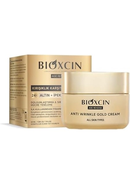 Bioxcin Age Reverse Kırışıklık Karşıtı Altın Krem 50 ml – 24K Altın, Ipek Proteini, Pantenol ve Zeytinyağı Içerikli – Cilt Sıkılaştırıcı ve Nemlendirici fiyatları